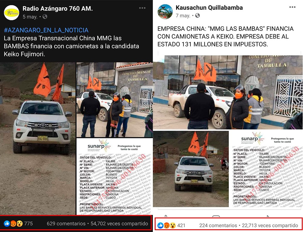 Es falso que camioneta que Keiko Fujimori us en campa a