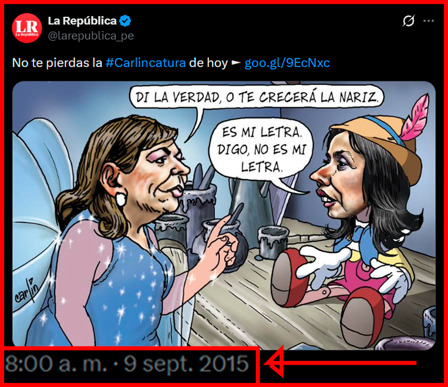 Imagen original de la que se extrajo la caricatura de Rosa María Palacios