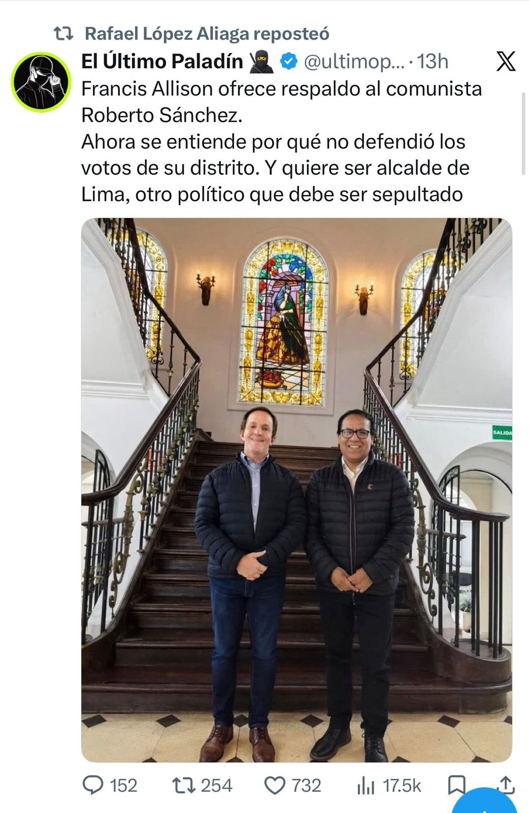 No, la fotografía de Francis Allison junto a Roberto Sánchez no es actual 1 6a22320b5cdcef80c808a15c La Prensa Regional
