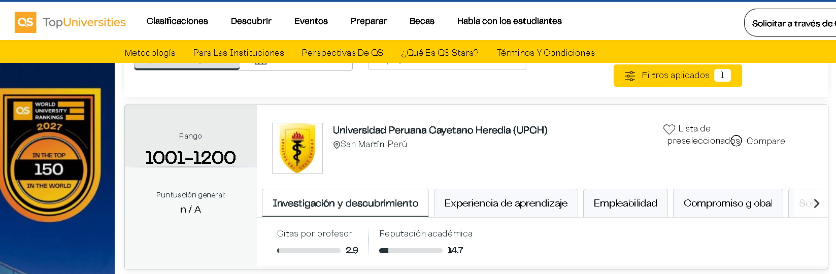Ranking QS UPCH