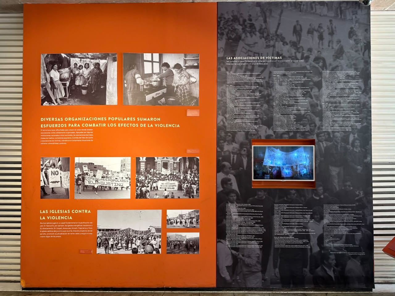 Mural en reconocimiento a asociaciones de víctimas.