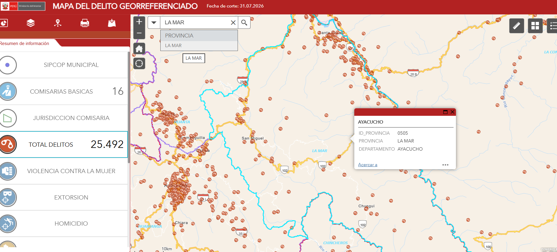 Fuente: Mapa del Delito Georreferenciado del Ministerio del Interior
