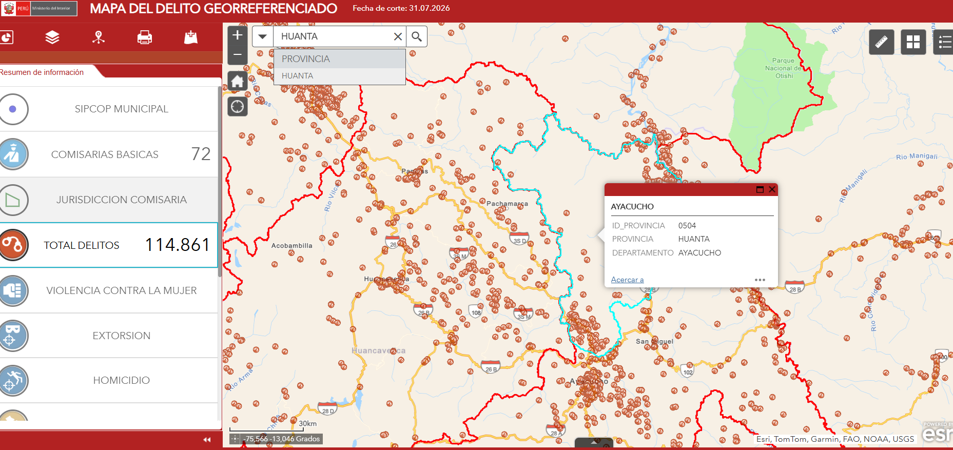 Fuente: Mapa del Delito Georreferenciado del Ministerio del Interior